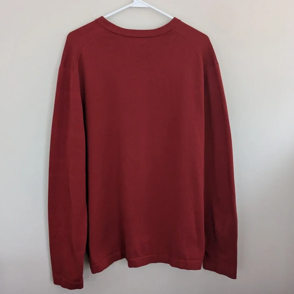 Banana Republic Mens Red V Neck Long Sleeve Cotton‎ Sweater Size XL